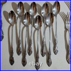 ONEIDA Galveston Profile Stainless 64 Piece 8 Serving Flatware Set + Holder