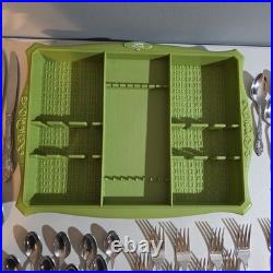 ONEIDA Galveston Profile Stainless 64 Piece 8 Serving Flatware Set + Holder