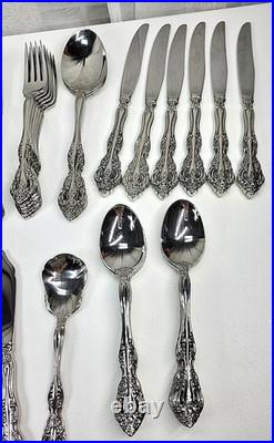 ONEIDA Heirloom Cube Michelangelo Stainless Flatware 60 +Pieces Service for 12