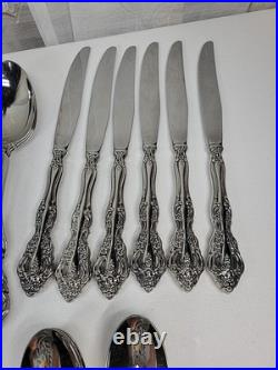 ONEIDA Heirloom Cube Michelangelo Stainless Flatware 60 +Pieces Service for 12