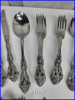 ONEIDA Heirloom Cube Michelangelo Stainless Flatware 60 +Pieces Service for 12