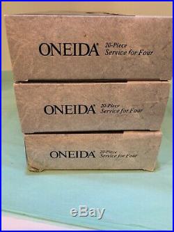 ONEIDA MICHELANGELO STAINLESS 18/8 Cube Mark RARE USA NIB Service of 12 (60 Pcs)