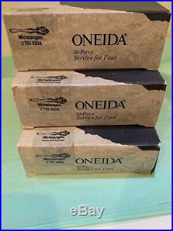 ONEIDA MICHELANGELO STAINLESS 18/8 Cube Mark RARE USA NIB Service of 12 (60 Pcs)