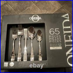 ONEIDA Moda 65pc Stainless Steel Flatware Set with Serving Pieces for 12 18/10