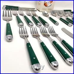 ONEIDA Palette HUNTER GREEN Stainless Flatware 25 Piece Service for 4 + Serving