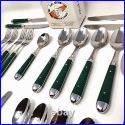 ONEIDA Palette HUNTER GREEN Stainless Flatware 25 Piece Service for 4 + Serving