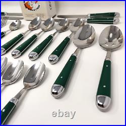 ONEIDA Palette HUNTER GREEN Stainless Flatware 25 Piece Service for 4 + Serving