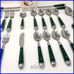 ONEIDA Palette HUNTER GREEN Stainless Flatware 25 Piece Service for 4 + Serving