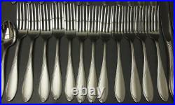 ONEIDA Satin Camber 64pc stainless flatware service for 12 +extra serving pieces