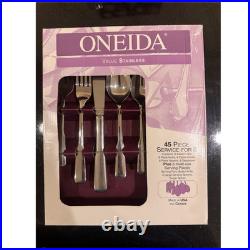 ONEIDA Stainless Steel 45pc Flatware Set Silver Service for 8 Fork Knife Spoon
