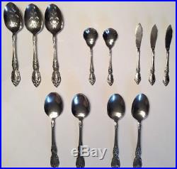 ONEIDA Stainless WORDSWORTH Flatware lot of 89 Complete Set for 10 with Extras