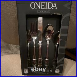 ONEIDA True Rose 20pc Stainless Steel Flatware Set Dishwasher Safe Svc 4