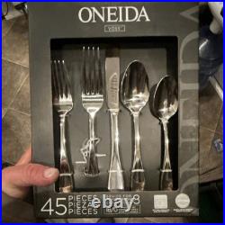 ONEIDA Voss 45pc Stainless Steel Flatware Set with Serving Pieces for 8 MPN