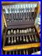 Oneida 105 Stainless Flatware Set for 8, Floral Handles, Wood Case