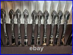 Oneida 105 Stainless Flatware Set for 8, Floral Handles, Wood Case