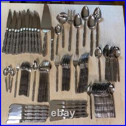 Oneida 115 Pieces RAPHAEL Black Accent Cube Heirloom Stainless Flatware GORGEOUS
