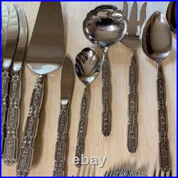 Oneida 115 Pieces RAPHAEL Black Accent Cube Heirloom Stainless Flatware GORGEOUS