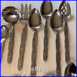 Oneida 115 Pieces RAPHAEL Black Accent Cube Heirloom Stainless Flatware GORGEOUS