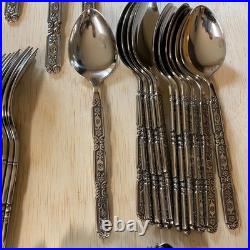 Oneida 115 Pieces RAPHAEL Black Accent Cube Heirloom Stainless Flatware GORGEOUS