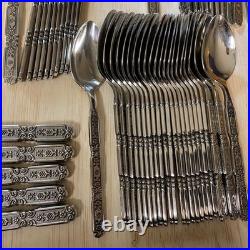 Oneida 115 Pieces RAPHAEL Black Accent Cube Heirloom Stainless Flatware GORGEOUS