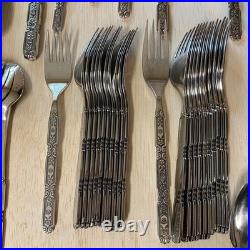 Oneida 115 Pieces RAPHAEL Black Accent Cube Heirloom Stainless Flatware GORGEOUS