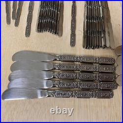 Oneida 115 Pieces RAPHAEL Black Accent Cube Heirloom Stainless Flatware GORGEOUS