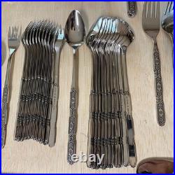 Oneida 115 Pieces RAPHAEL Black Accent Cube Heirloom Stainless Flatware GORGEOUS