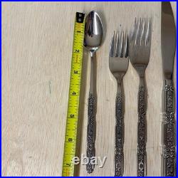 Oneida 115 Pieces RAPHAEL Black Accent Cube Heirloom Stainless Flatware GORGEOUS