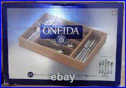Oneida 18/10 Stainless Flatware 65 PC Set Brand New DAMAGED BOX Cadence