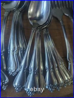Oneida 1881 Rogers True Arbor Rose Stainless Flatware Set Lot 60 Pieces