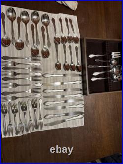 Oneida 1881 Rogers Twilight Stainless Flatware 45 Pc Set Service for 8 + Serving