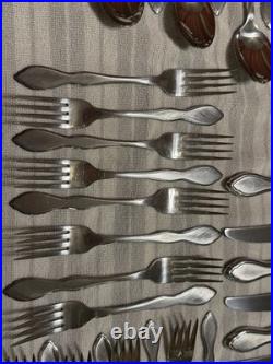 Oneida 1881 Rogers Twilight Stainless Flatware 45 Pc Set Service for 8 + Serving