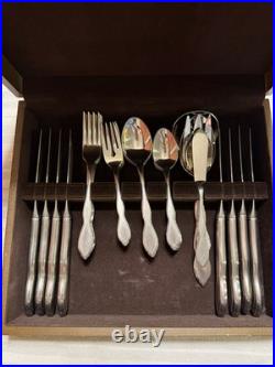 Oneida 1881 Rogers Twilight Stainless Flatware 45 Pc Set Service for 8 + Serving