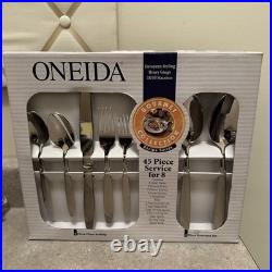 Oneida 45 pc Flatware Set Serv for 8 incl 5 Serving pieces New Risotto