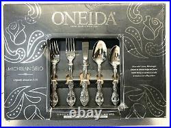 Oneida 53 Piece Michelangelo 18/10 Stainless Flatware Set + Incl. Steak Knives