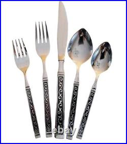 Oneida 62 Piece USA 1881 Rogers Spanish Court Stainless Flatware 1970s VTG New