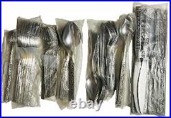 Oneida 62 Piece USA 1881 Rogers Spanish Court Stainless Flatware 1970s VTG New