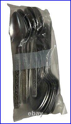 Oneida 62 Piece USA 1881 Rogers Spanish Court Stainless Flatware 1970s VTG New