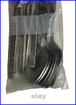 Oneida 62 Piece USA 1881 Rogers Spanish Court Stainless Flatware 1970s VTG New