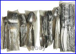 Oneida 62 Piece USA 1881 Rogers Spanish Court Stainless Flatware 1970s VTG New