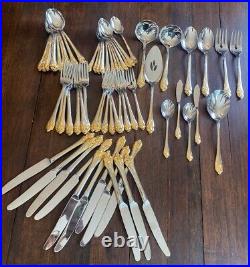 Oneida 72 Pcs. Golden Amaryllis Gold/Silver Stainless USA Flatware 12 Settings