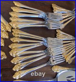 Oneida 72 Pcs. Golden Amaryllis Gold/Silver Stainless USA Flatware 12 Settings