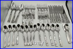 Oneida Allure Pattern Stainless Flatware 41 Piece Glossy Swirl plus Serving Pcs