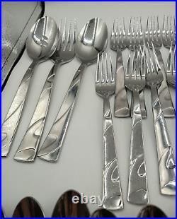 Oneida Allure Pattern Stainless Flatware 41 Piece Glossy Swirl plus Serving Pcs