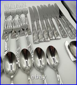 Oneida Allure Pattern Stainless Flatware 41 Piece Glossy Swirl plus Serving Pcs