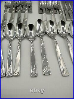 Oneida Allure Pattern Stainless Flatware 41 Piece Glossy Swirl plus Serving Pcs