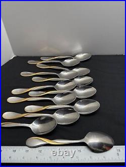 Oneida Aquarius Silver & Gold-Accent Flatware Set 27-Piece Stainless Steel Dinne