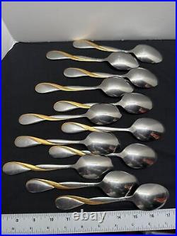 Oneida Aquarius Silver & Gold-Accent Flatware Set 27-Piece Stainless Steel Dinne