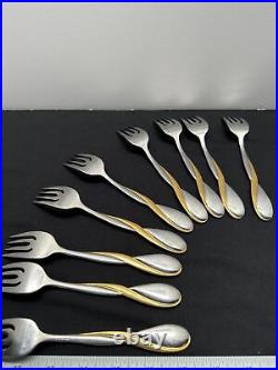 Oneida Aquarius Silver & Gold-Accent Flatware Set 27-Piece Stainless Steel Dinne