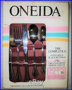 Oneida BANCROFT Stainless Flatware 42 PIECES Serving For 8. Open Box